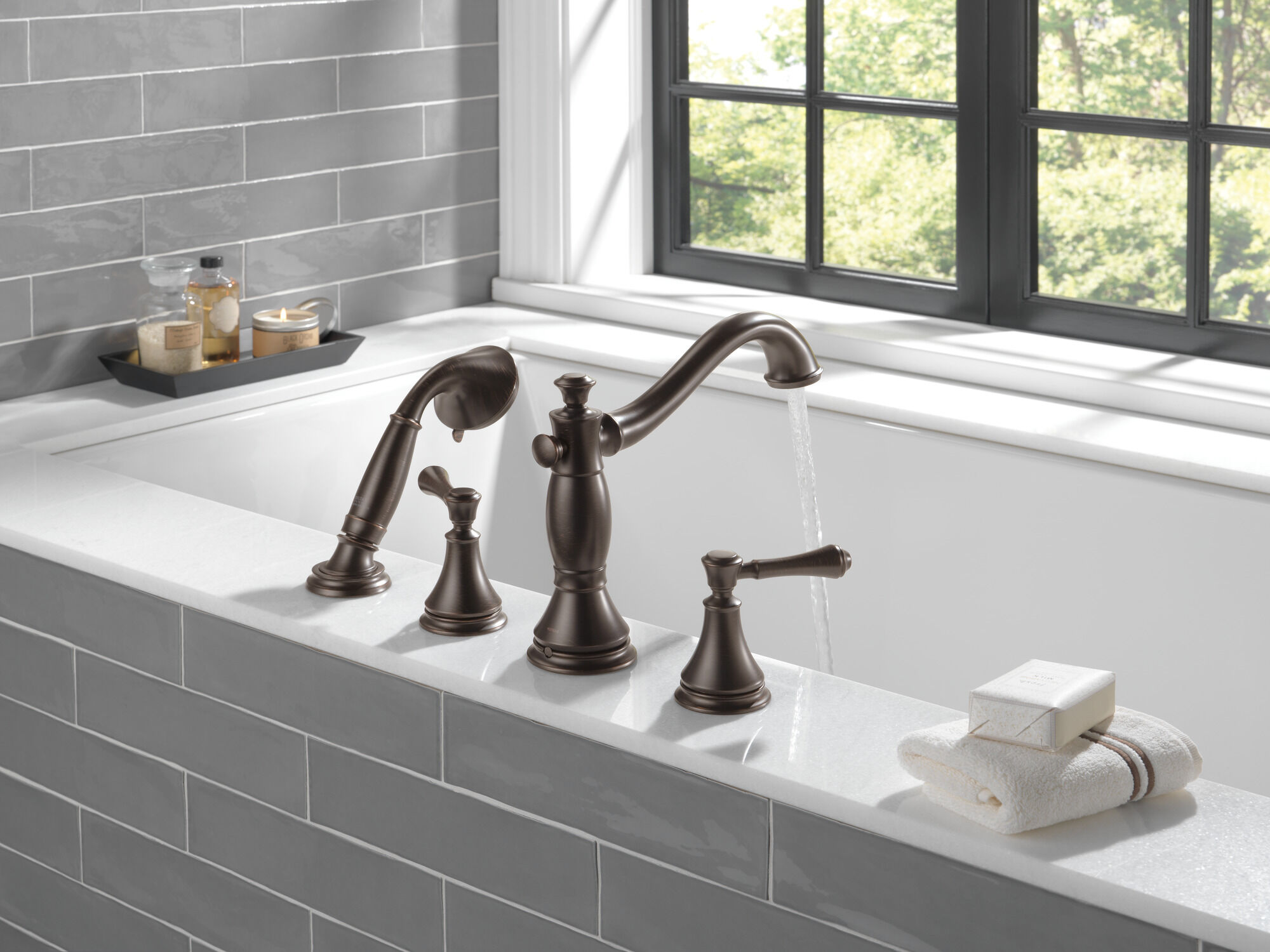 Roman Tub with Hand Shower Trim - Less Handles in Venetian Bronze