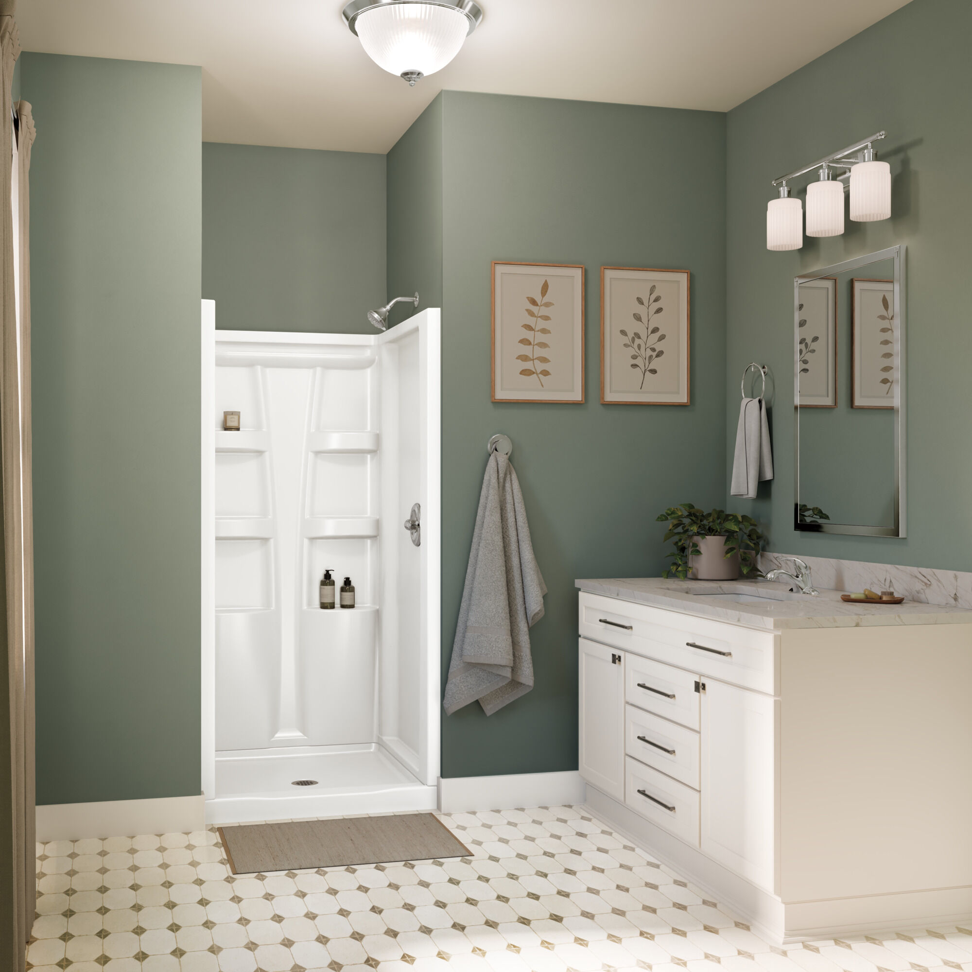 ProCrylic 36 in. x 36 in.Shower Base Center Drain in High Gloss