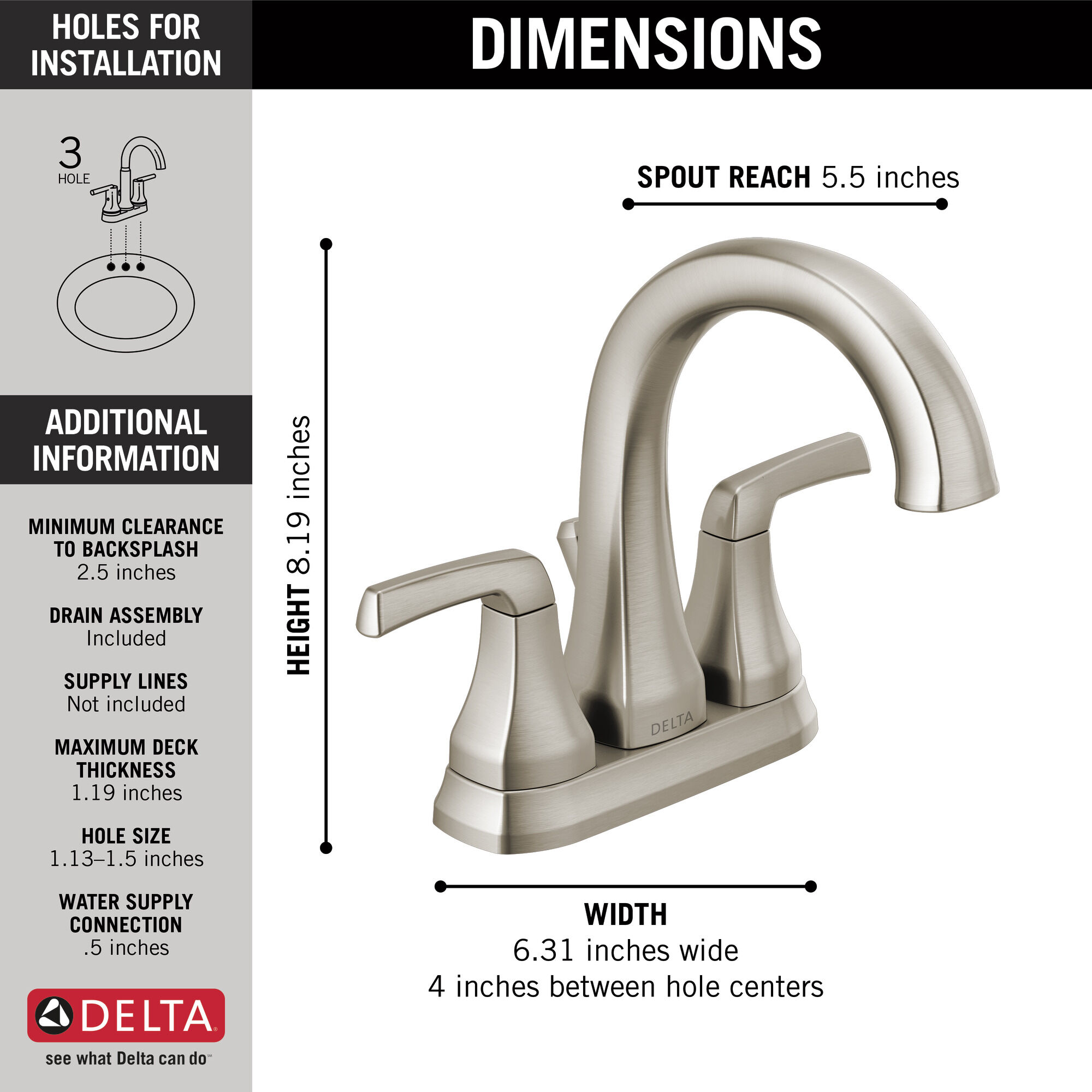 Delta two handle bath Faucet With Valve  2708  HH2 