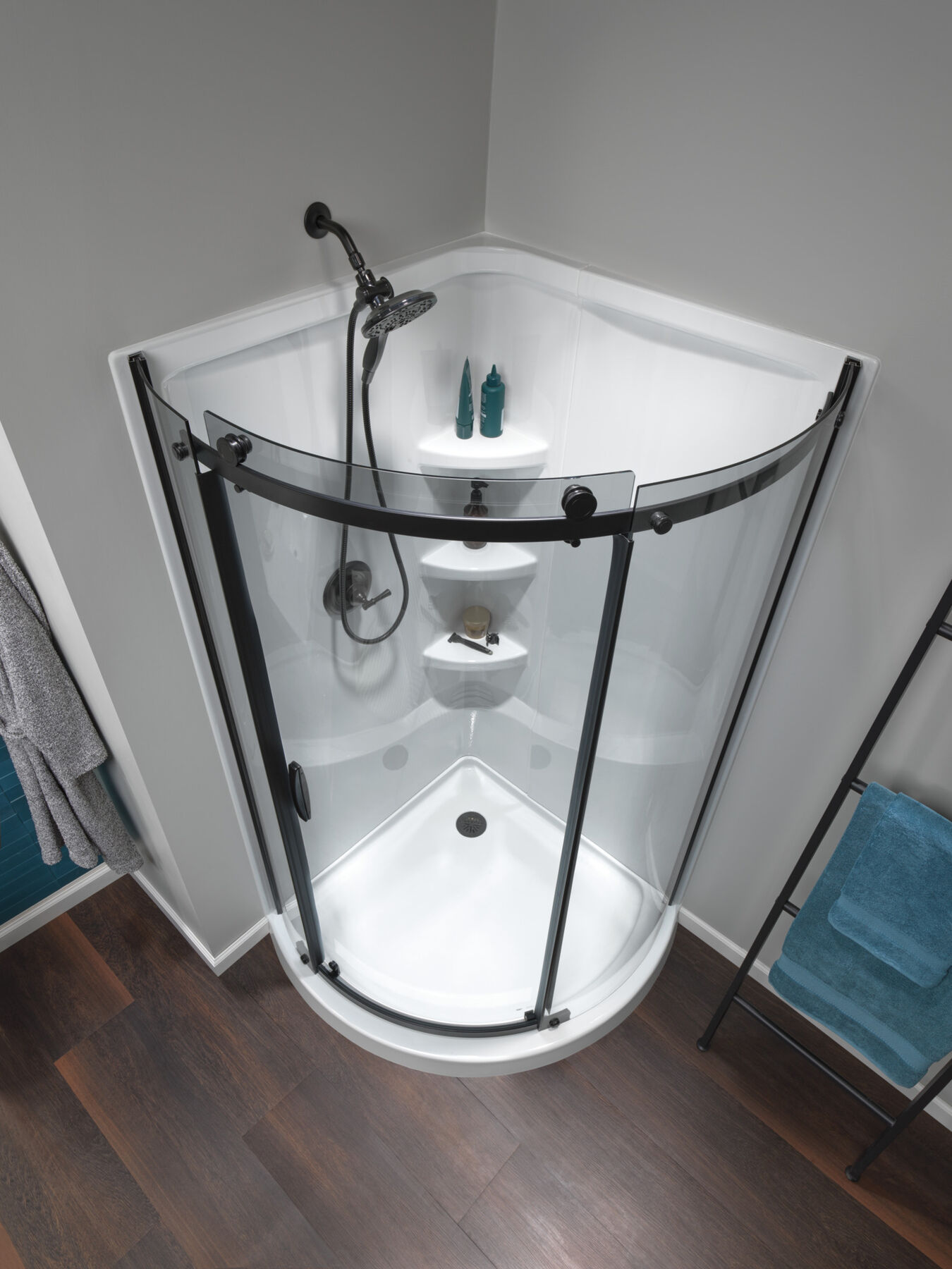 38'' DirecttoStud Corner Shower Wall Set in High Gloss White B67916