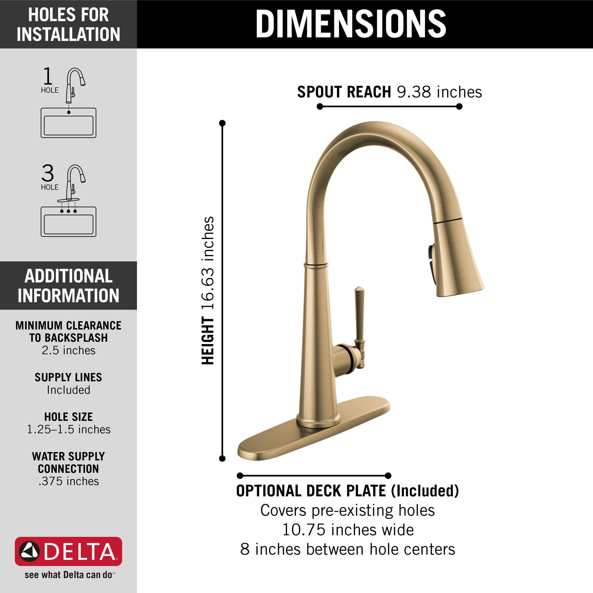 Single Handle Pull-Down Kitchen Faucet in Lumicoat® Champagne