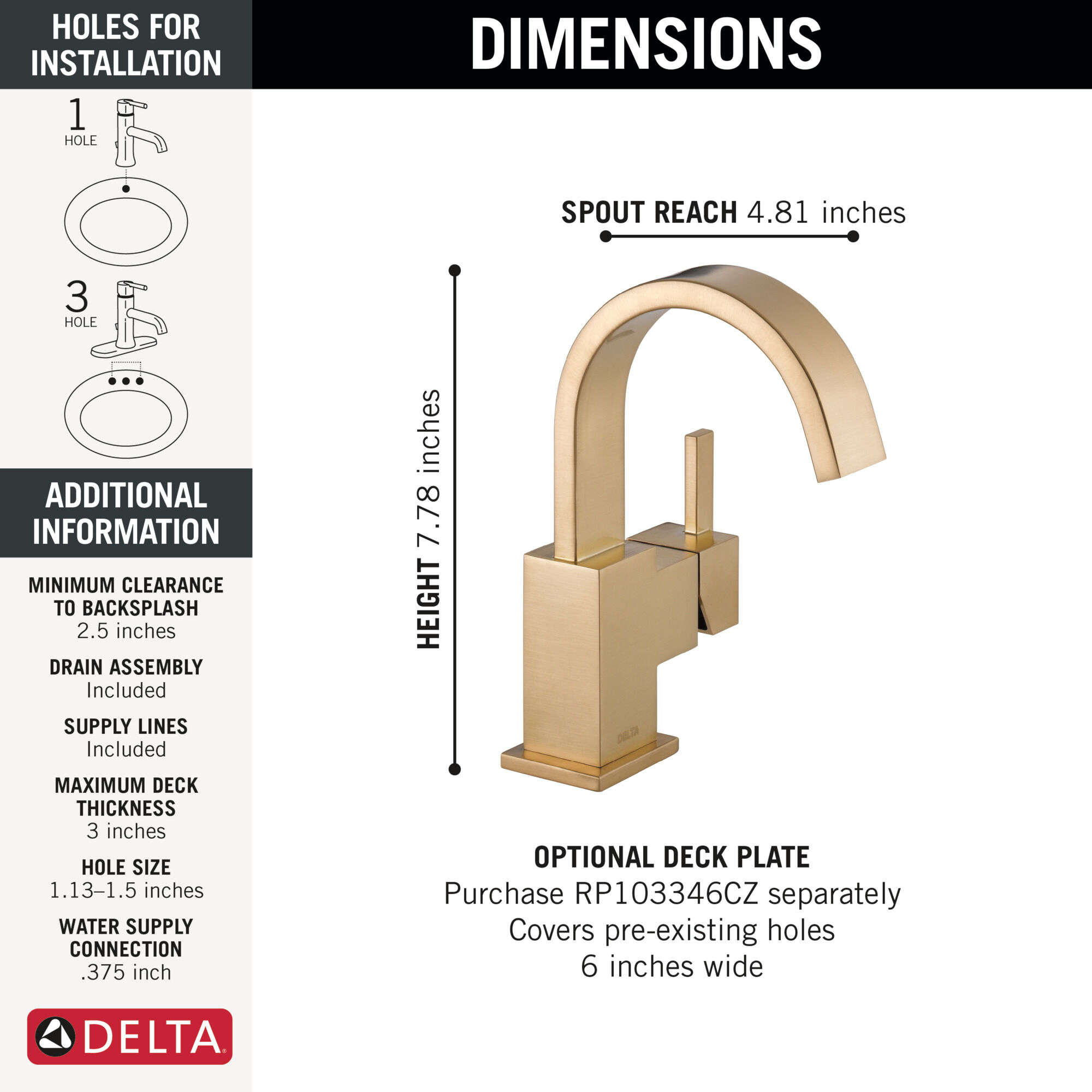 Delta Vero Single Hole Bathroom Faucet With Single Handle Rispa