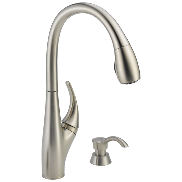 Single Handle Pull-Down Kitchen Faucet with Soap Dispenser and
