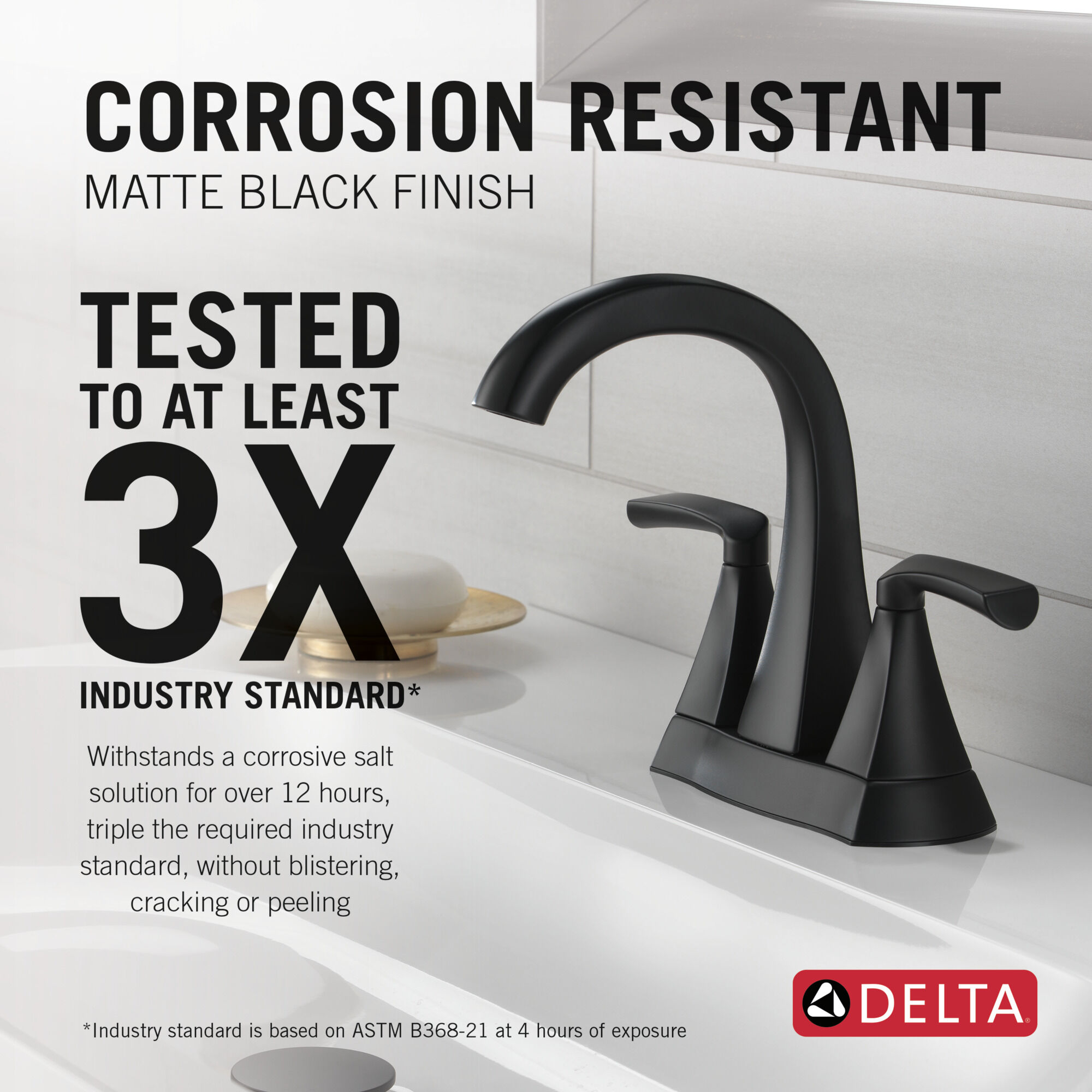 Two Handle Centerset Bathroom Faucet in Matte Black 25899LF-BL