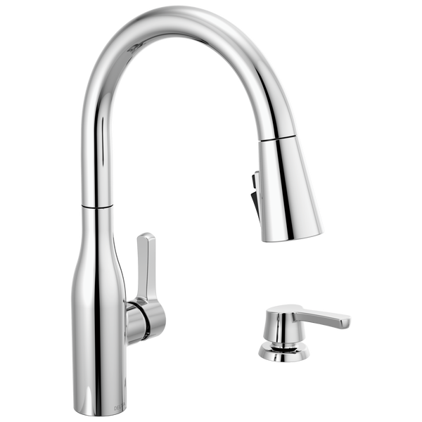 Single Handle Pull-Down Kitchen Faucet with Soap Dispenser and ShieldSpray  ® Technology