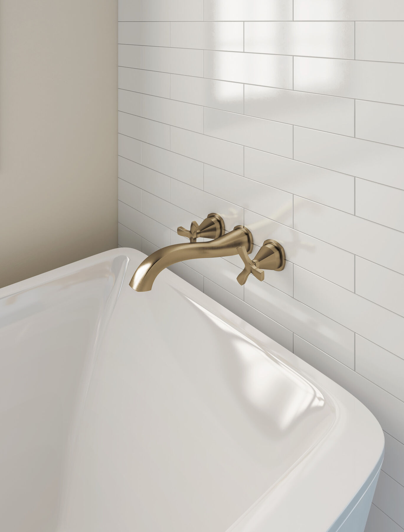 Wall Mounted Tub Filler in Champagne Bronze T57766-CZWL | Delta Faucet