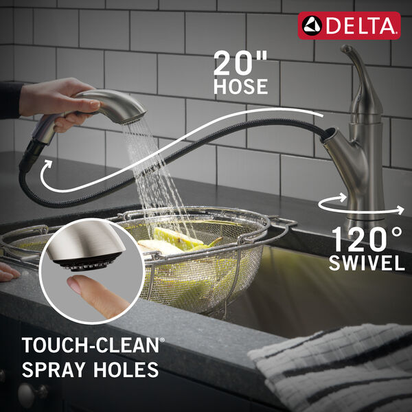 Single Handle PullOut Kitchen Faucet in Stainless 16932SSSDDST Delta Faucet
