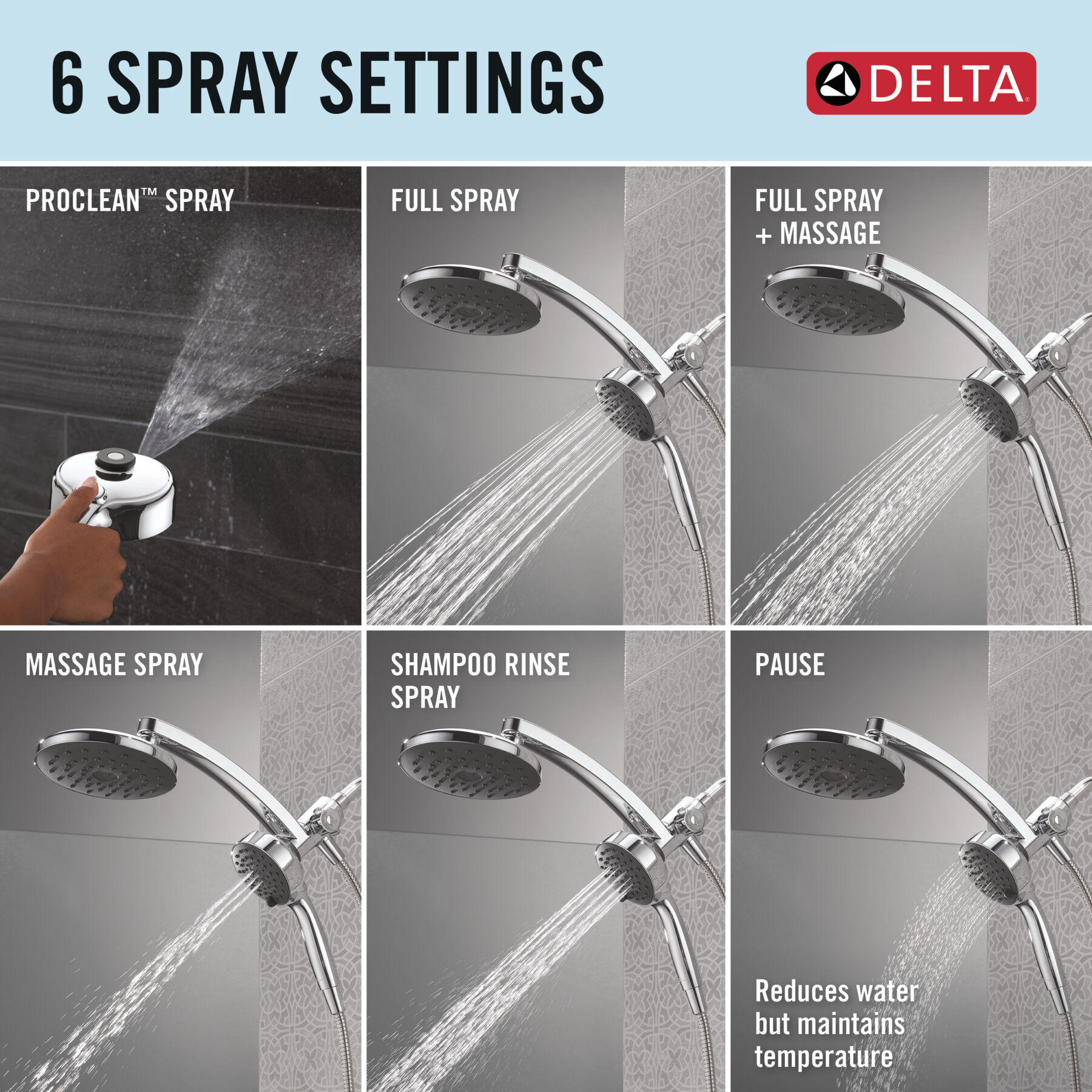 PivotPro™ 3-in-1 Combination Shower with TouchClean® Spray Face, image 26