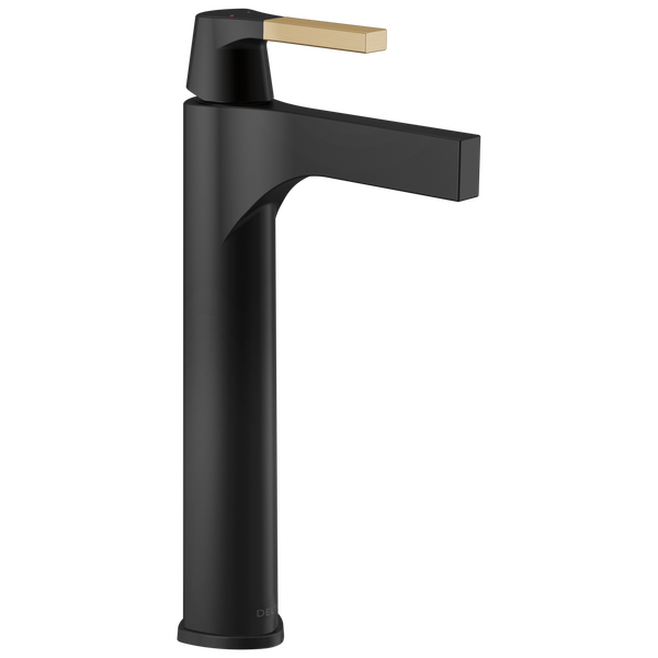 Single Handle Vessel Bathroom Faucet in Matte Black / Champagne