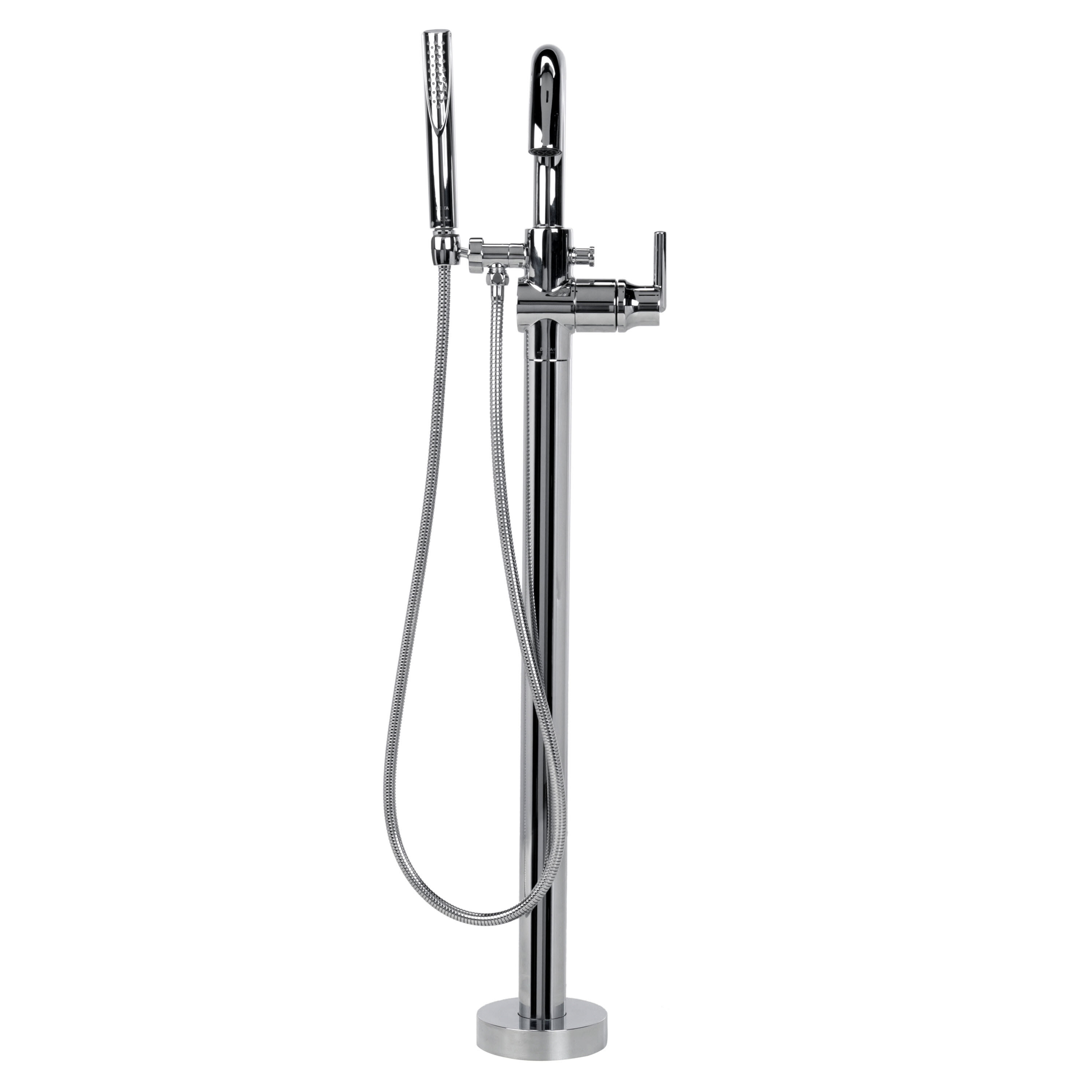 Single Handle Floor Mount Tub Filler Trim with Hand Shower