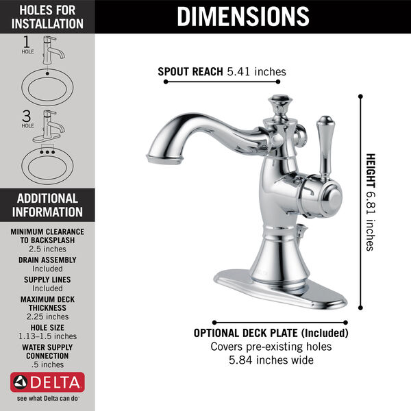Bathroom Faucet In Chrome 597lf Mpu, Single Bathroom Faucet With 8 Inch Deck Plate