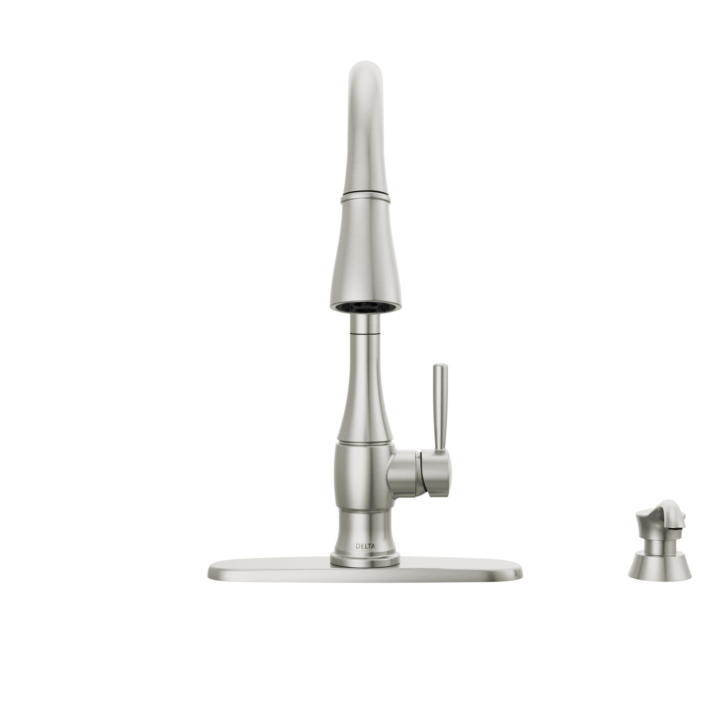 Single Handle Pull-Down Kitchen Faucet with Soap Dispenser and