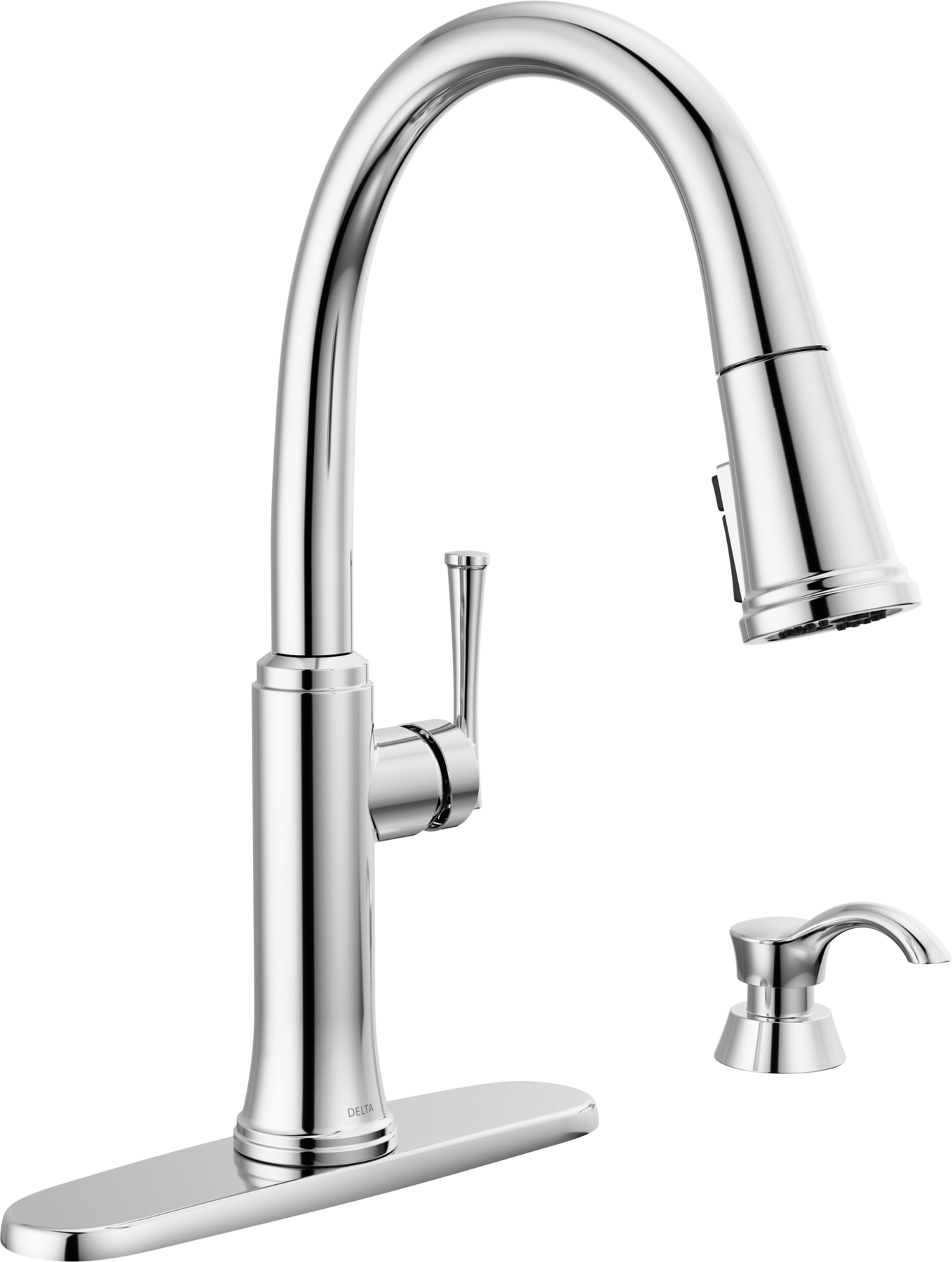 Single Handle Pull-Down Kitchen Faucet with Soap Dispenser and