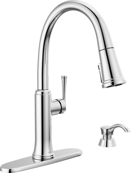 Single Handle Pull-Down Kitchen Faucet with Soap Dispenser and