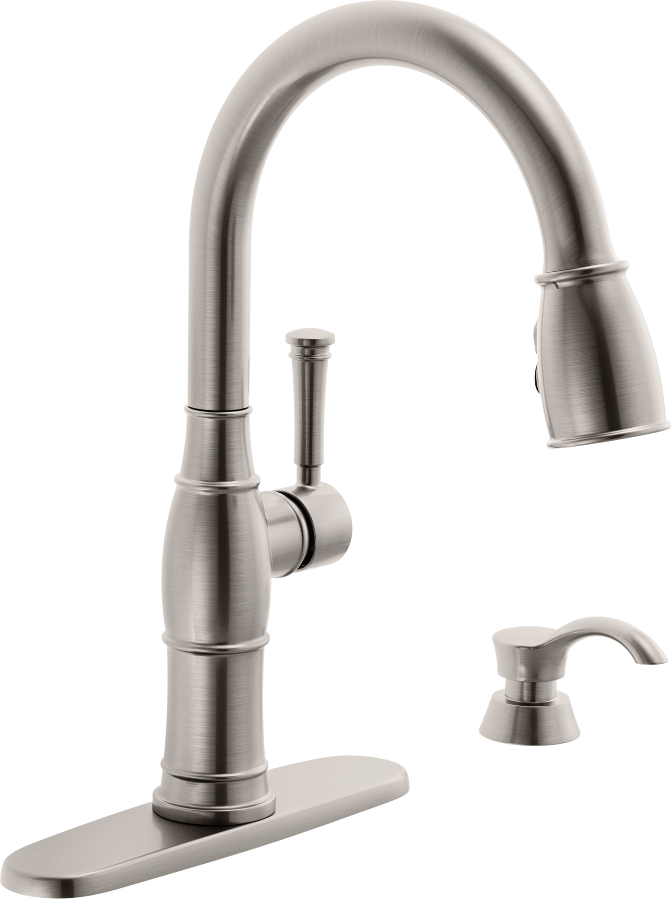 Single Handle Pull-Down Kitchen Faucet with Soap Dispenser in
