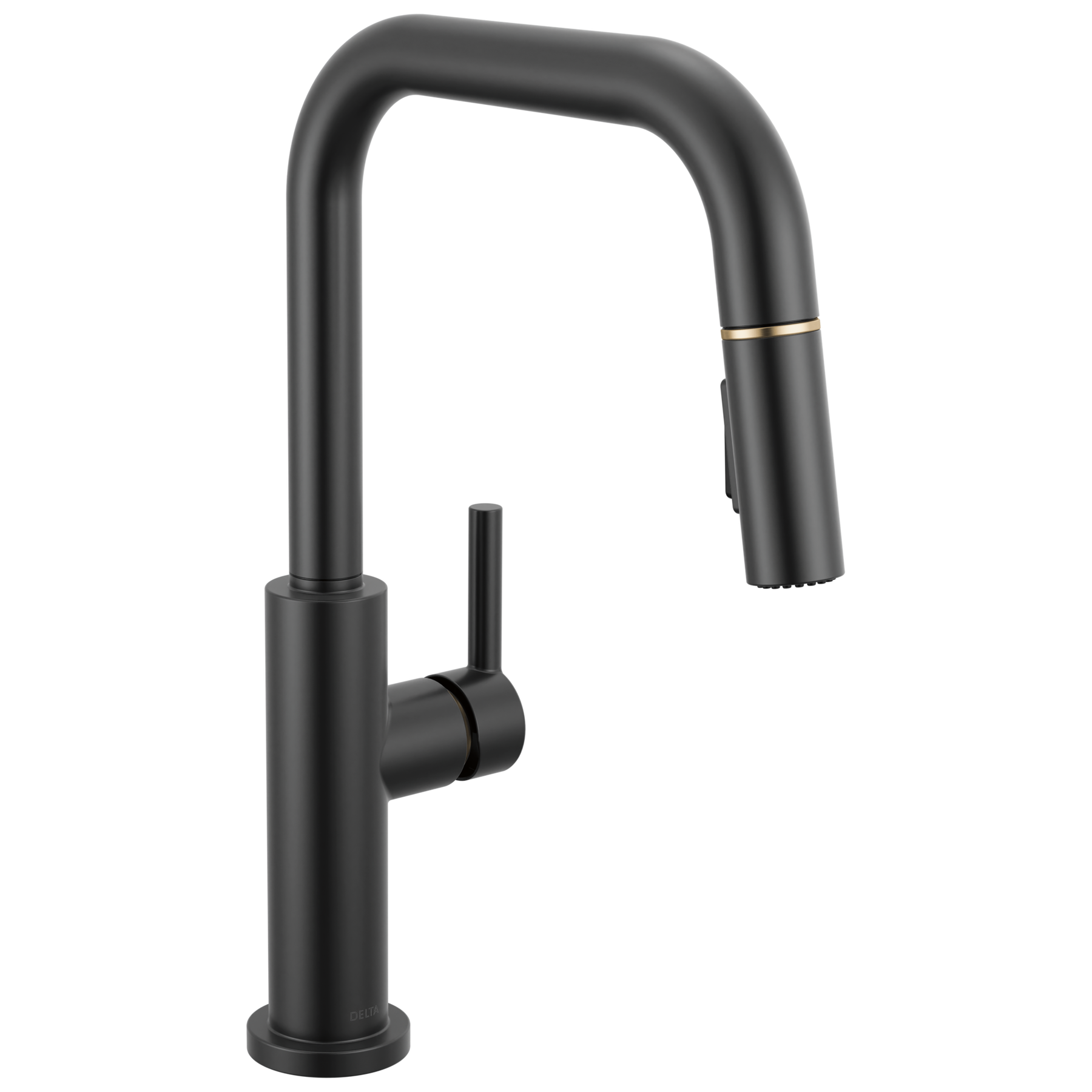Single Handle Pull-Down Kitchen Faucet in Matte Black / Champagne