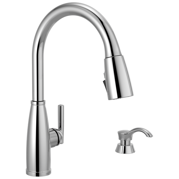 Single Handle Pull-Down Kitchen Faucet with Soap Dispenser and
