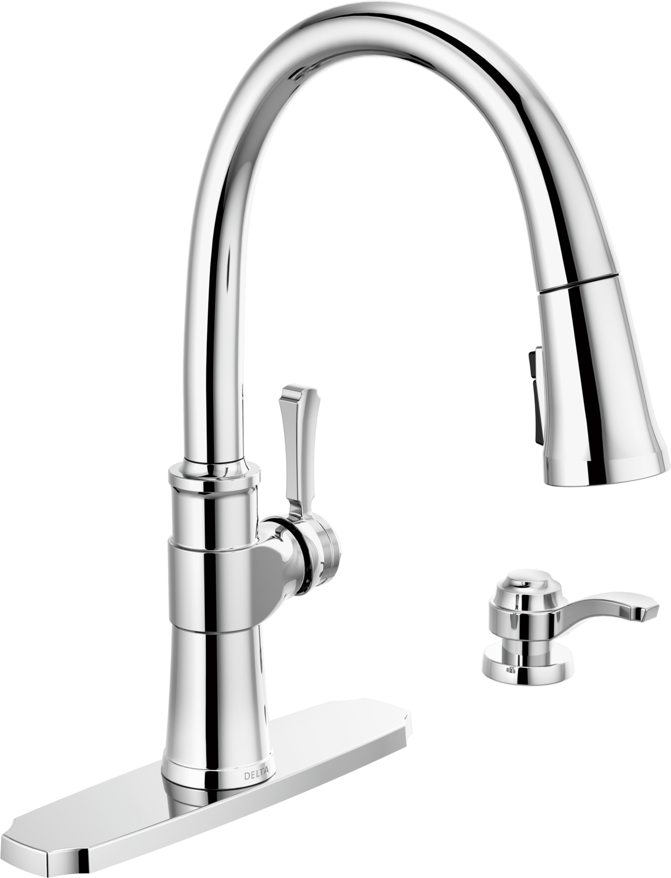 Single Handle Pull-Down Kitchen Faucet with Soap Dispenser and