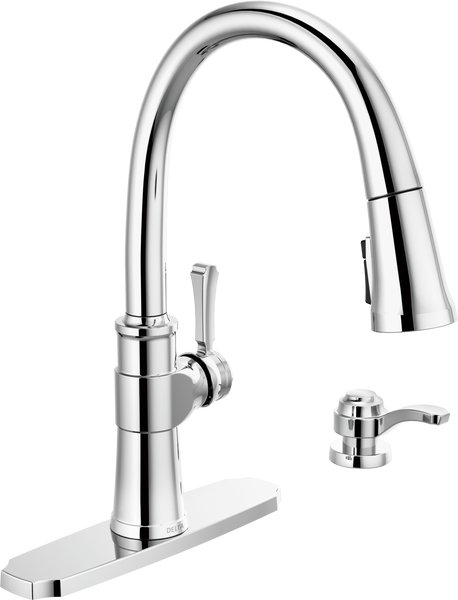 Single Handle Pull-Down Kitchen Faucet with Soap Dispenser and