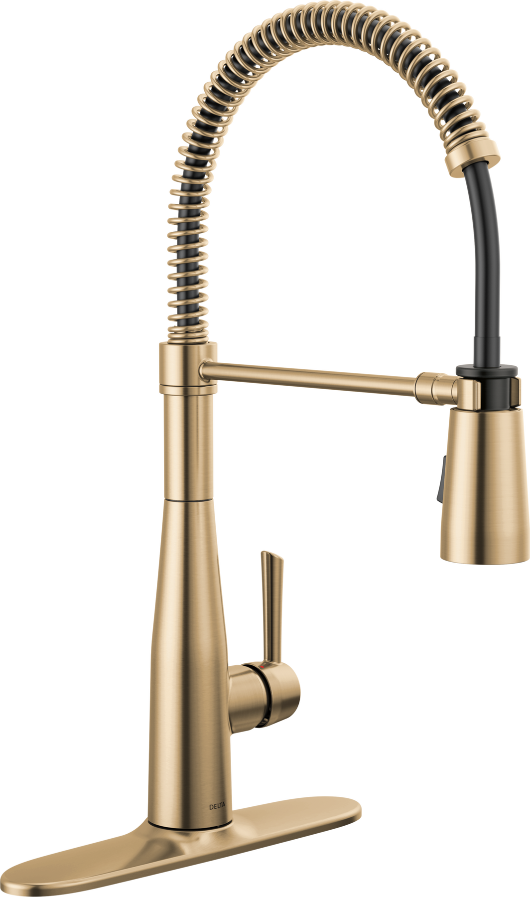 Single-Handle Pull-Down Spring Kitchen Faucet in Champagne Bronze