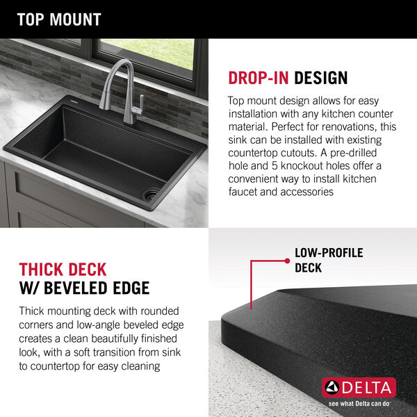 30” Granite Composite Workstation Kitchen Sink Drop-In Top ...