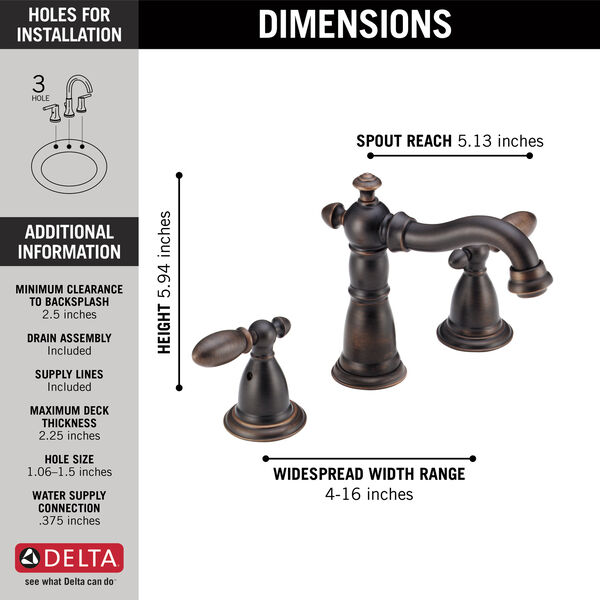 Venetian Bronze 3555 Rbmpu Dst, Delta Victorian Widespread Bathroom Faucet Parts