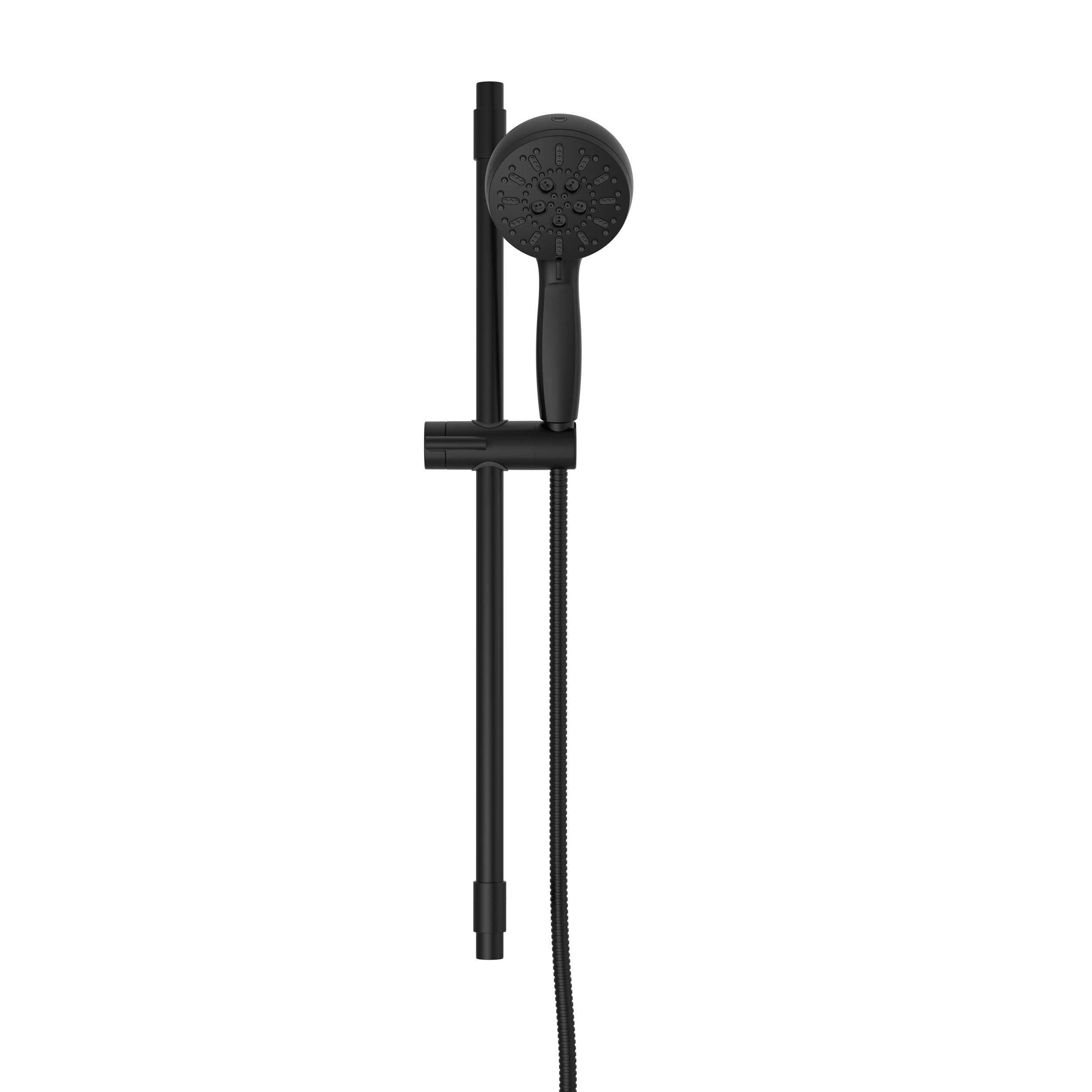 7-Setting Slide Bar Hand Shower with Cleaning Spray in Matte Black