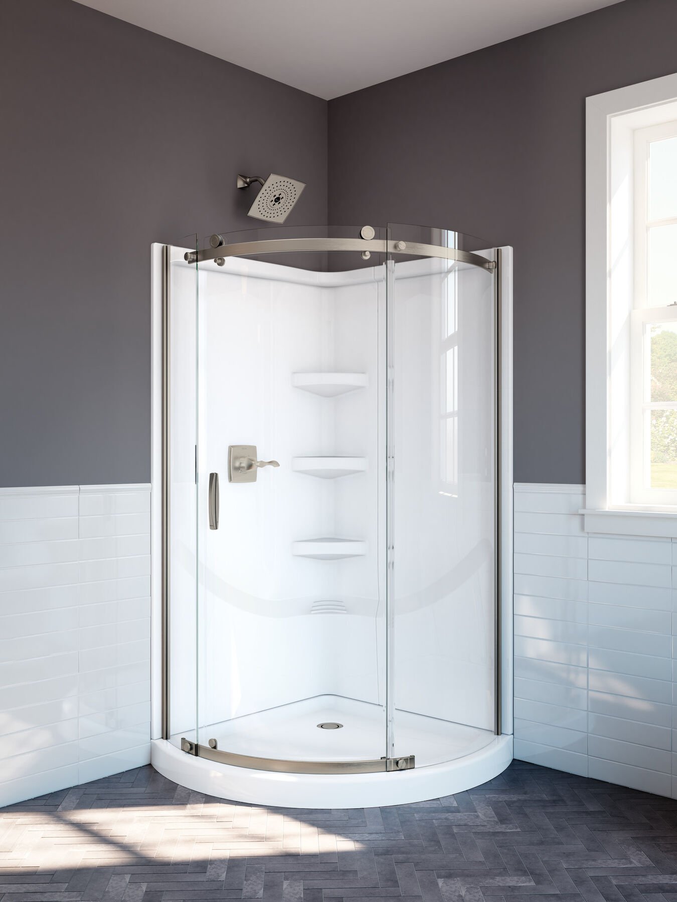 Round Corner Shower Enclosure in Stainless B9119173838SS Delta Faucet