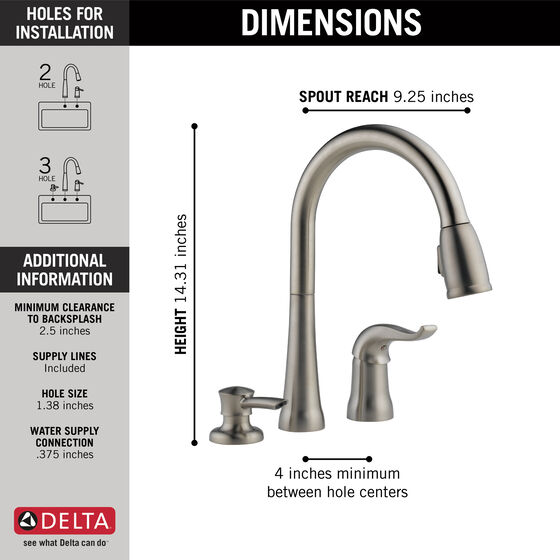 Single Handle PullDown Kitchen Faucet with Soap Dispenser in Stainless