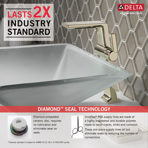 Single Handle Vessel Bathroom Faucet In Polished Nickel 799 Pn Dst Delta Faucet