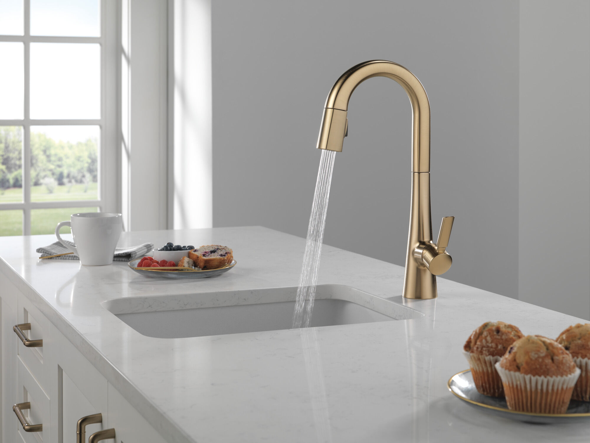 Single Handle Pull-Down Bar/Prep Faucet in Lumicoat® Champagne