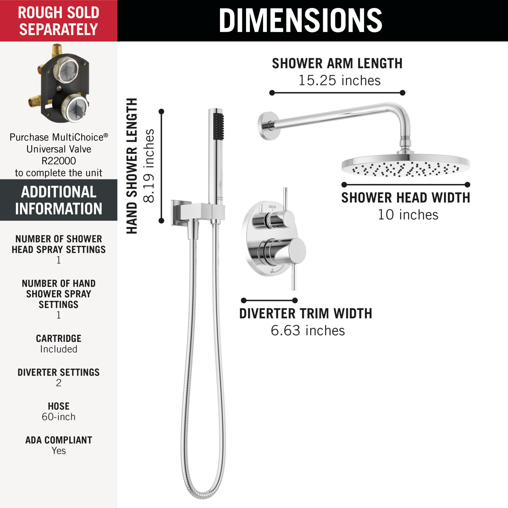 Monitor® 14 Series Shower with Raincan & Hand Shower in Chrome