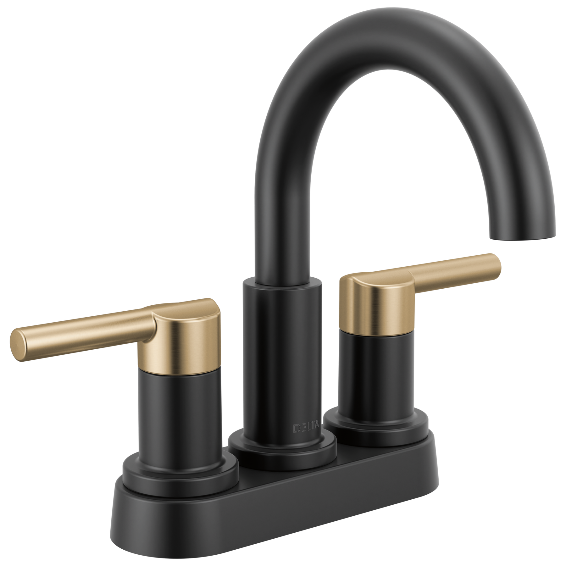 Two Handle Centerset Bathroom Faucet in Matte Black / Champagne