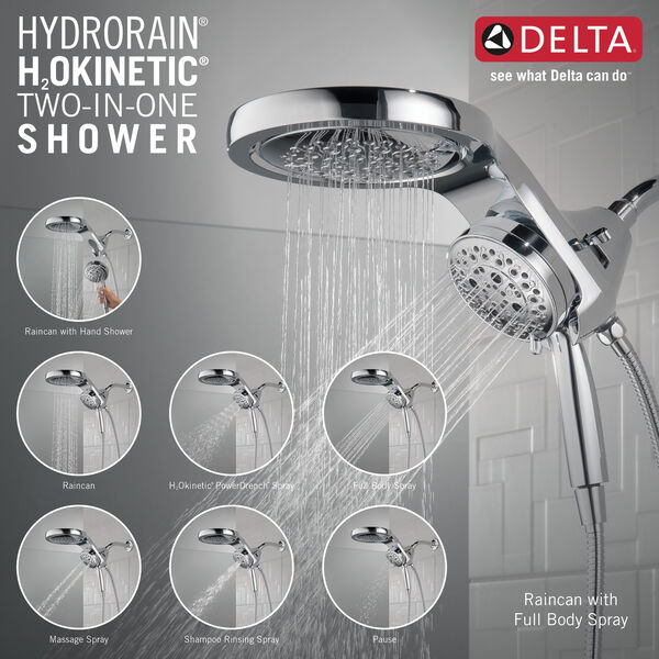 HydroRain® 5Setting TwoinOne Shower Head in Chrome 58680
