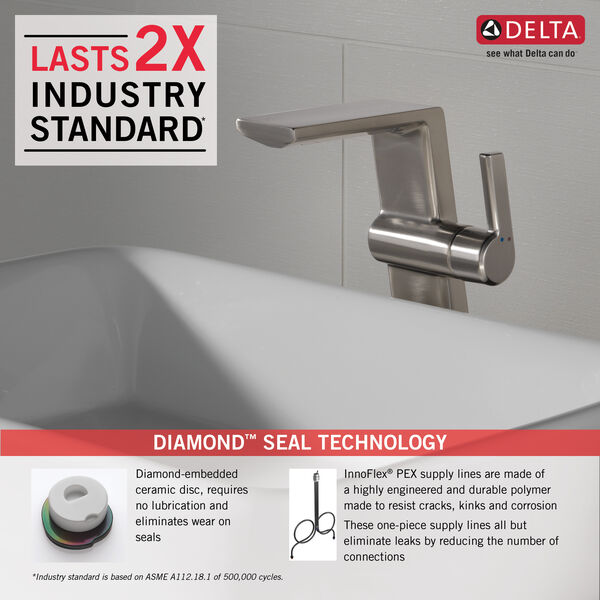 Single Handle Vessel Bathroom Faucet In Stainless 799 Ss Dst Delta Faucet