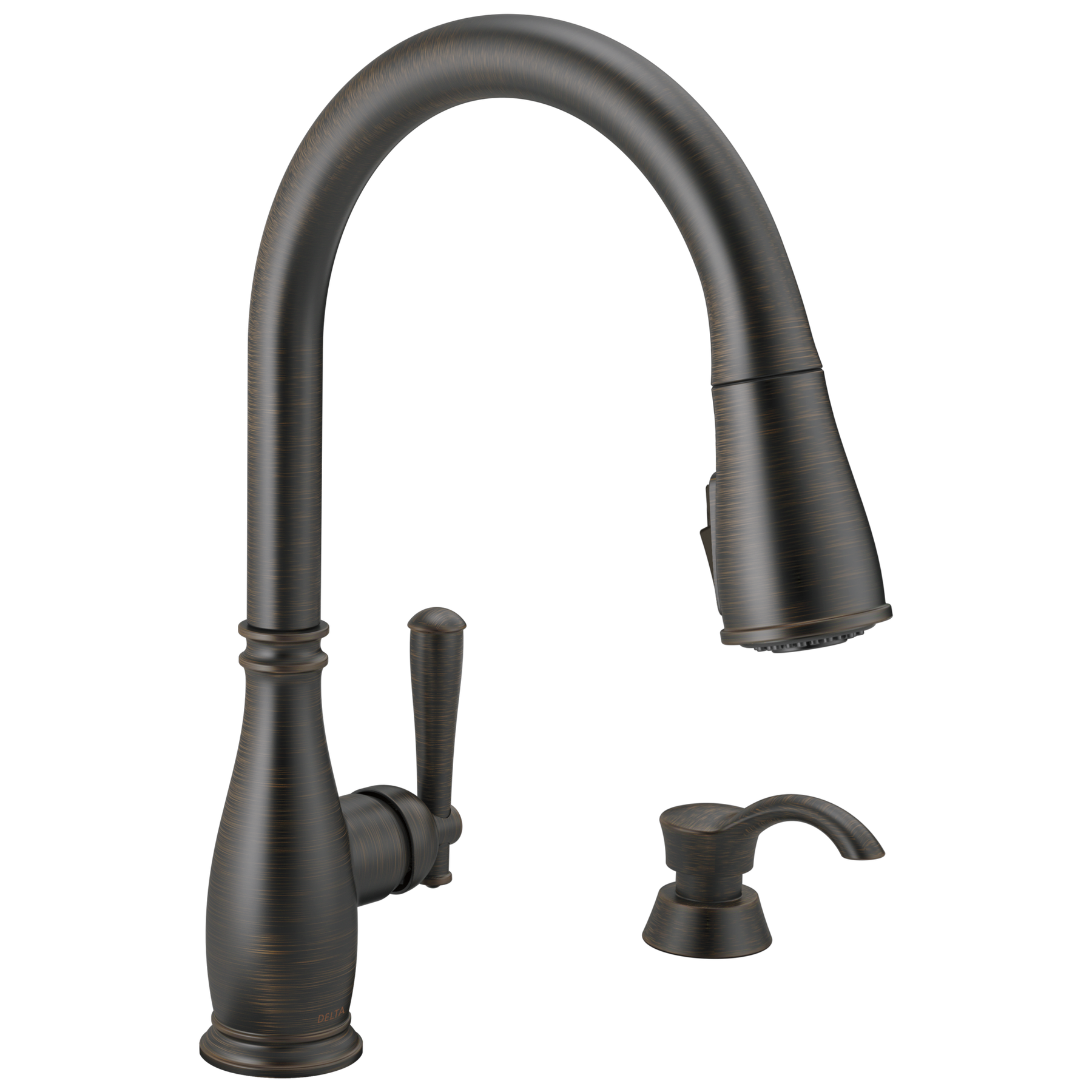 Single Handle Pull-Down Kitchen Faucet with Soap Dispenser and
