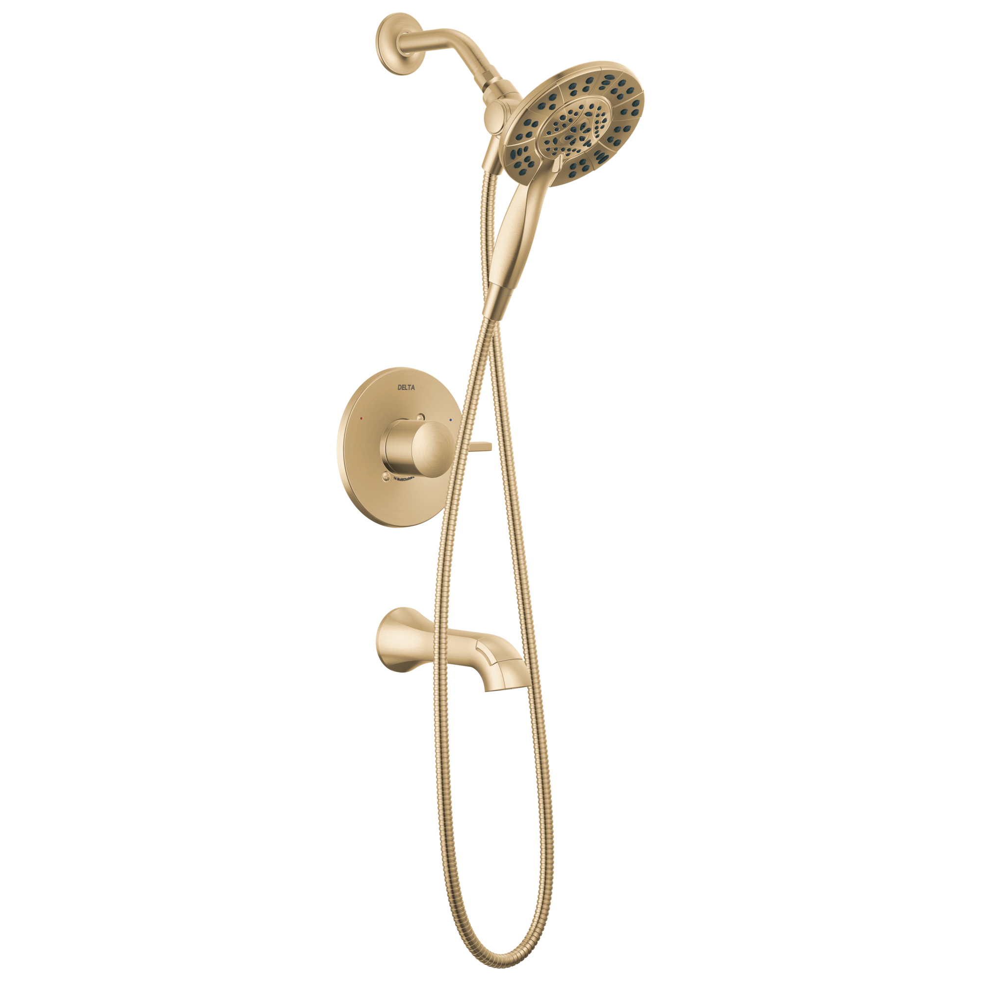 Delta Wannen- & Duscharmatur Set In Schwarz/Gold – Mit 2-in-1 Duschkopf, Wassersparend & Stylisch