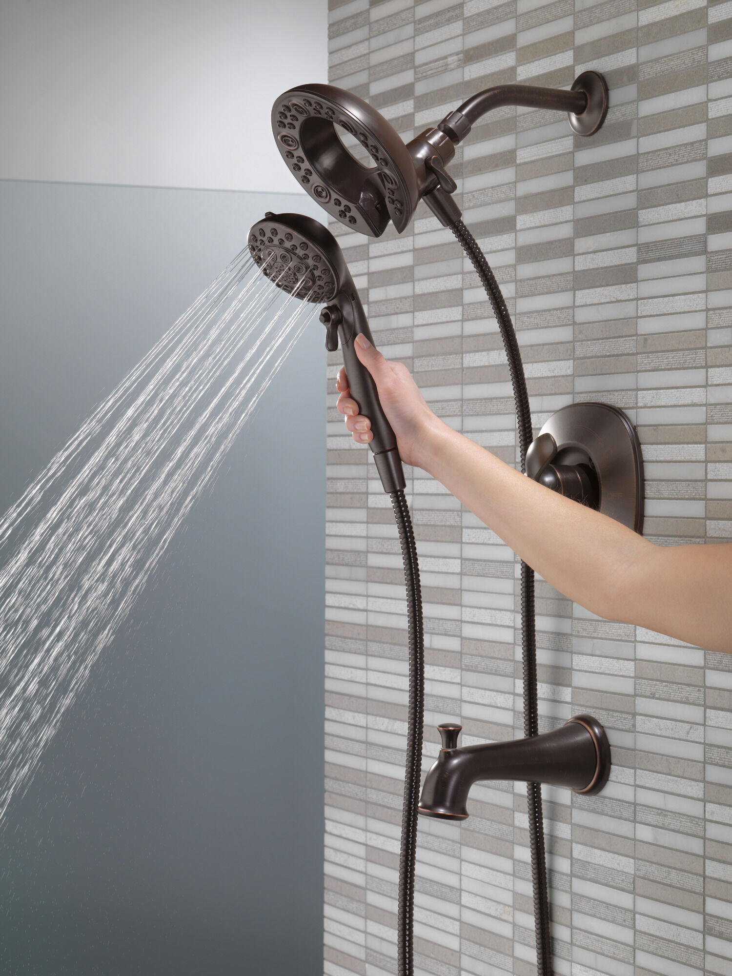 Delta Nura 144710-RB-I 1-Handle Bathtub Faucet and Multi-Function Showerhead 