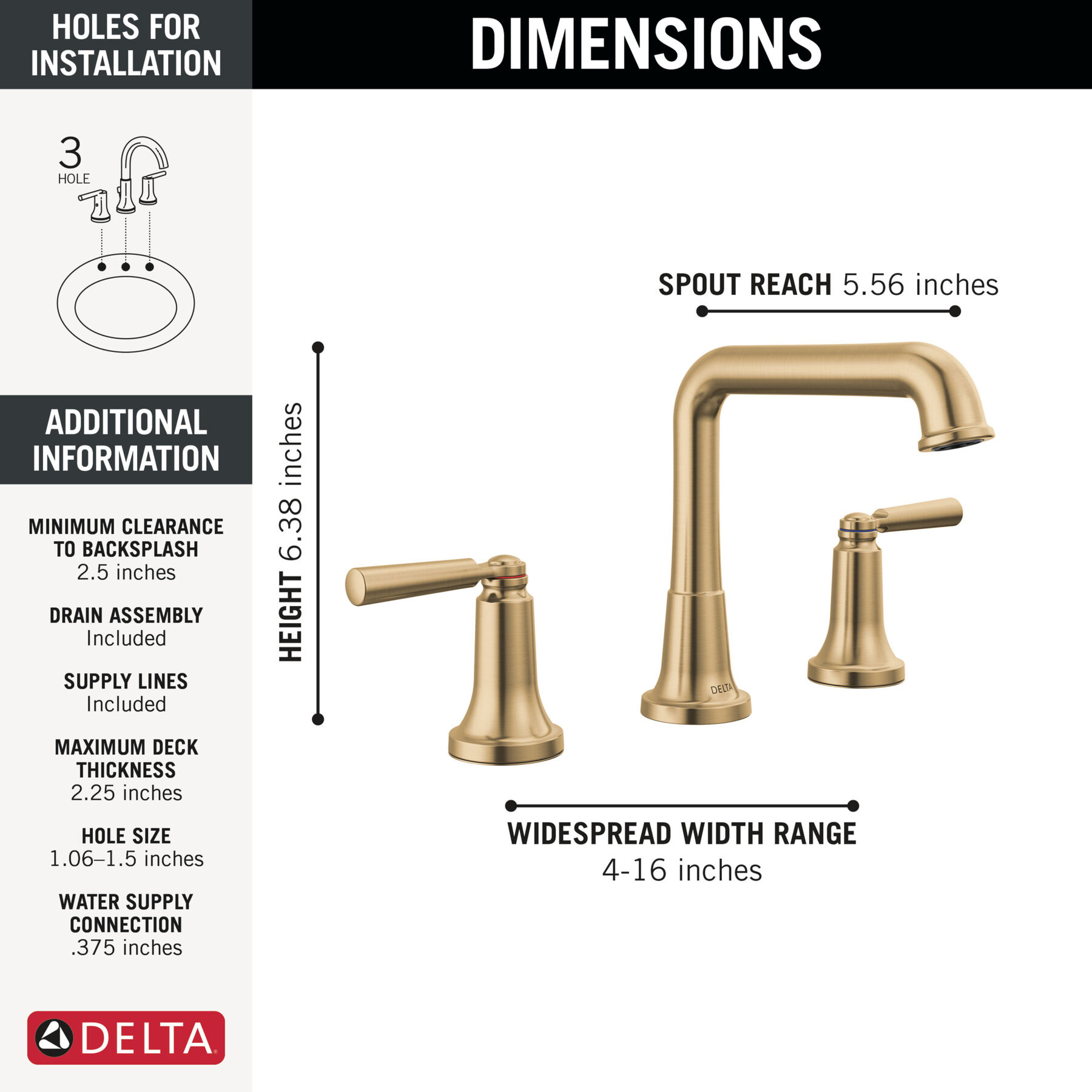 Two Handle Widespread Bathroom Faucet in Champagne Bronze 3536 