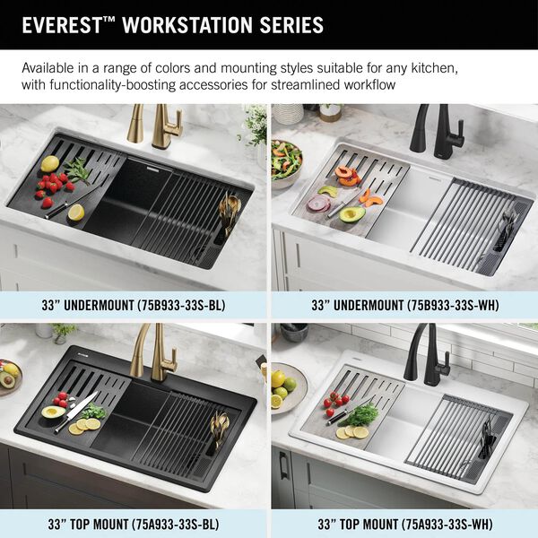 33” Granite Composite Workstation Kitchen Sink Drop-In Top ...