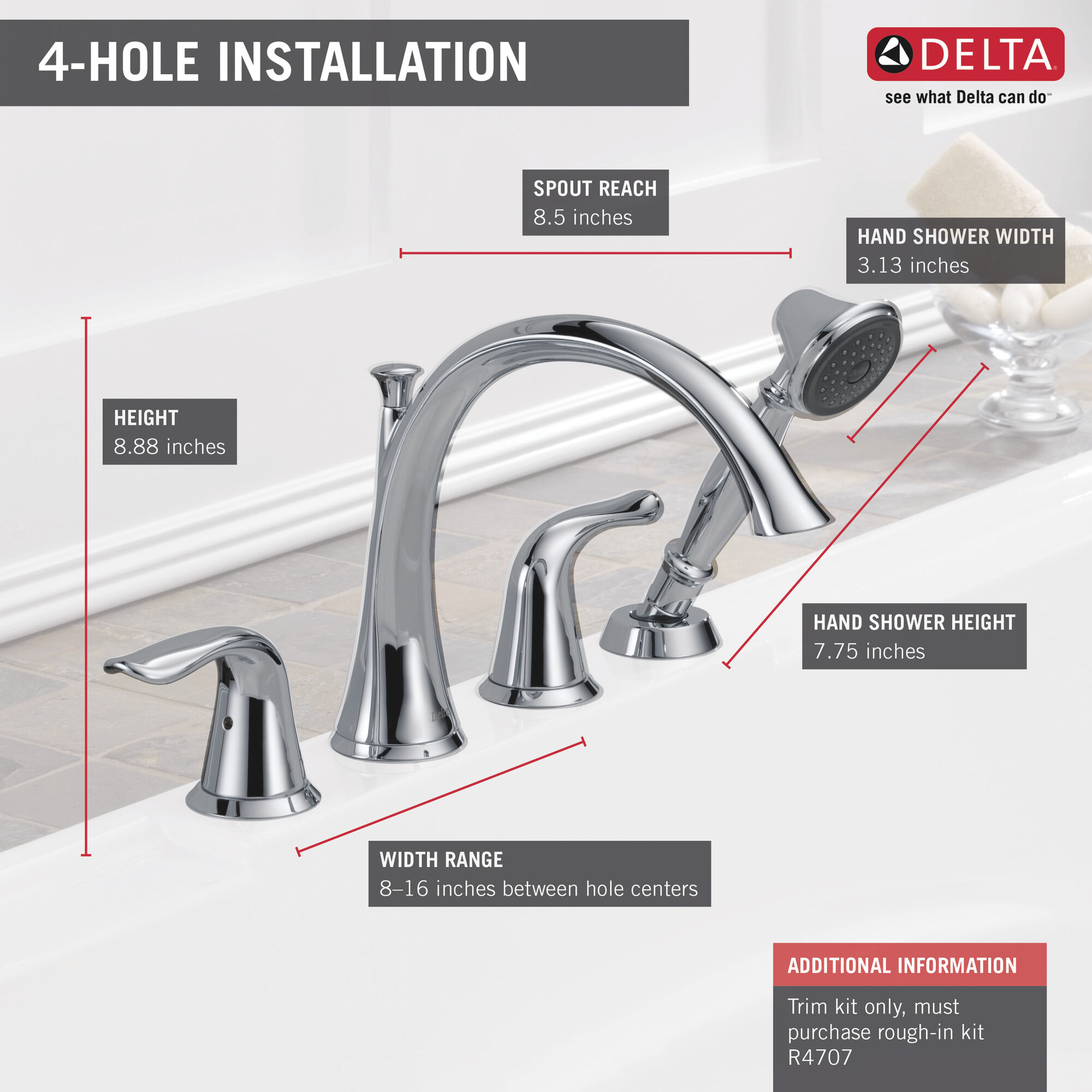 Details about   Delta Deck Mount Roman Tub Handshower and Handle RP33791-NN and H516NN 