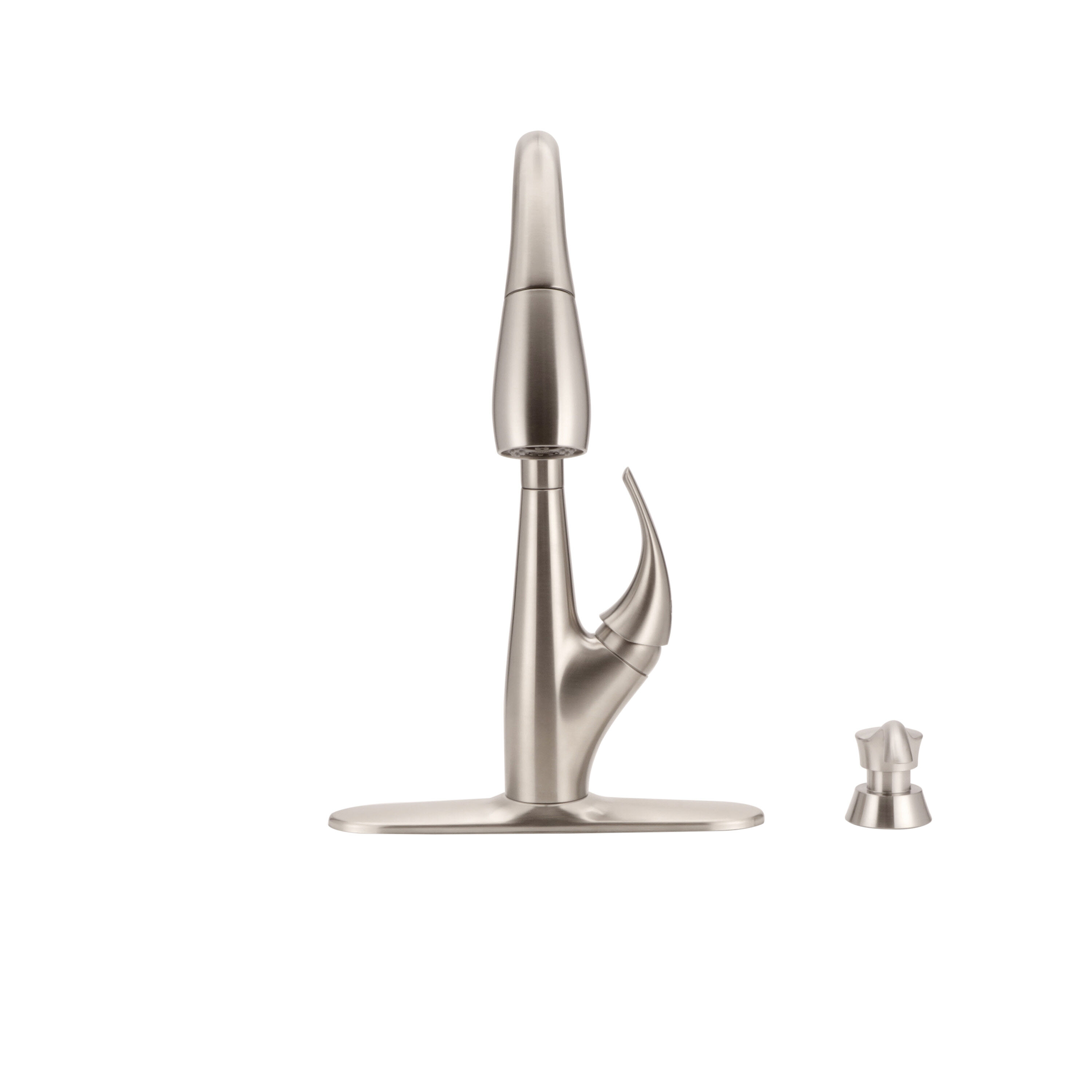 Single Handle Pull-Down Kitchen Faucet with Soap Dispenser and