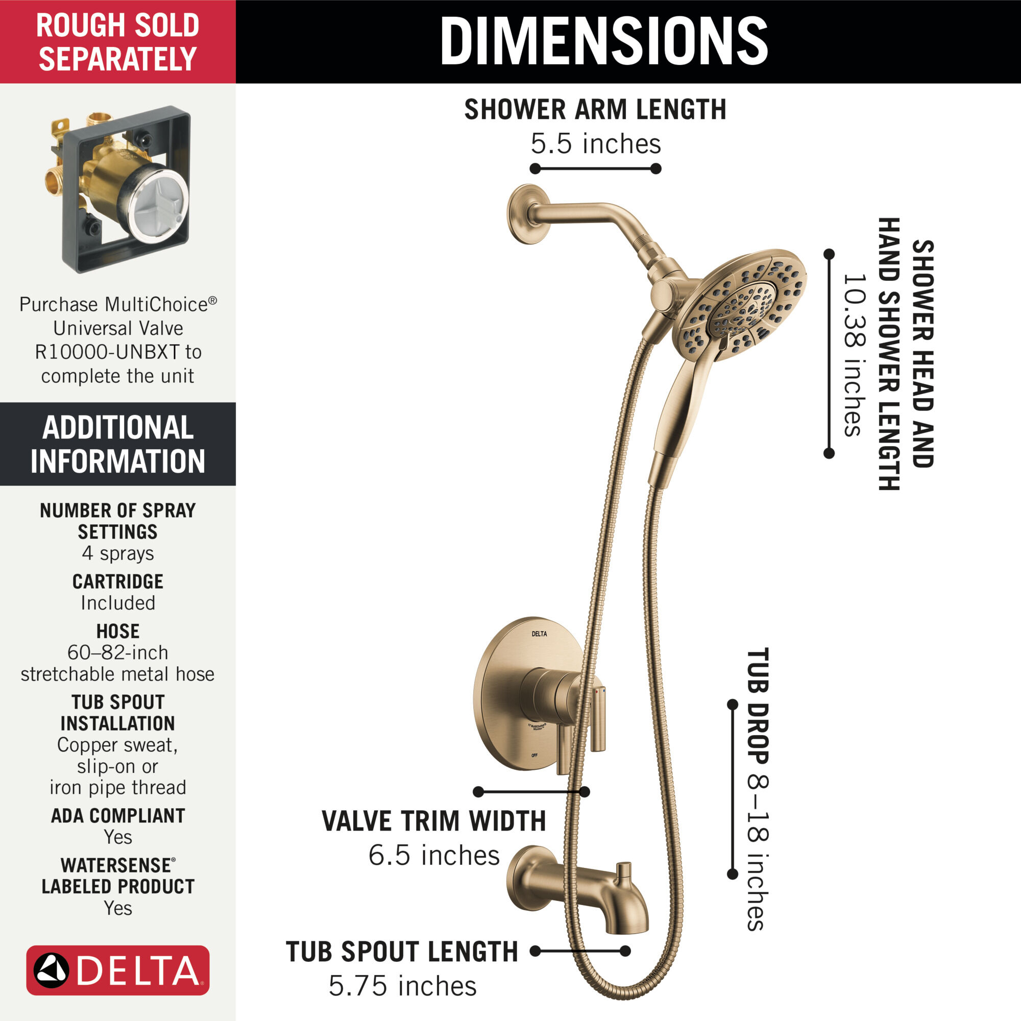 Monitor 17 Series Tub & Shower Trim with In2ition® in Champagne