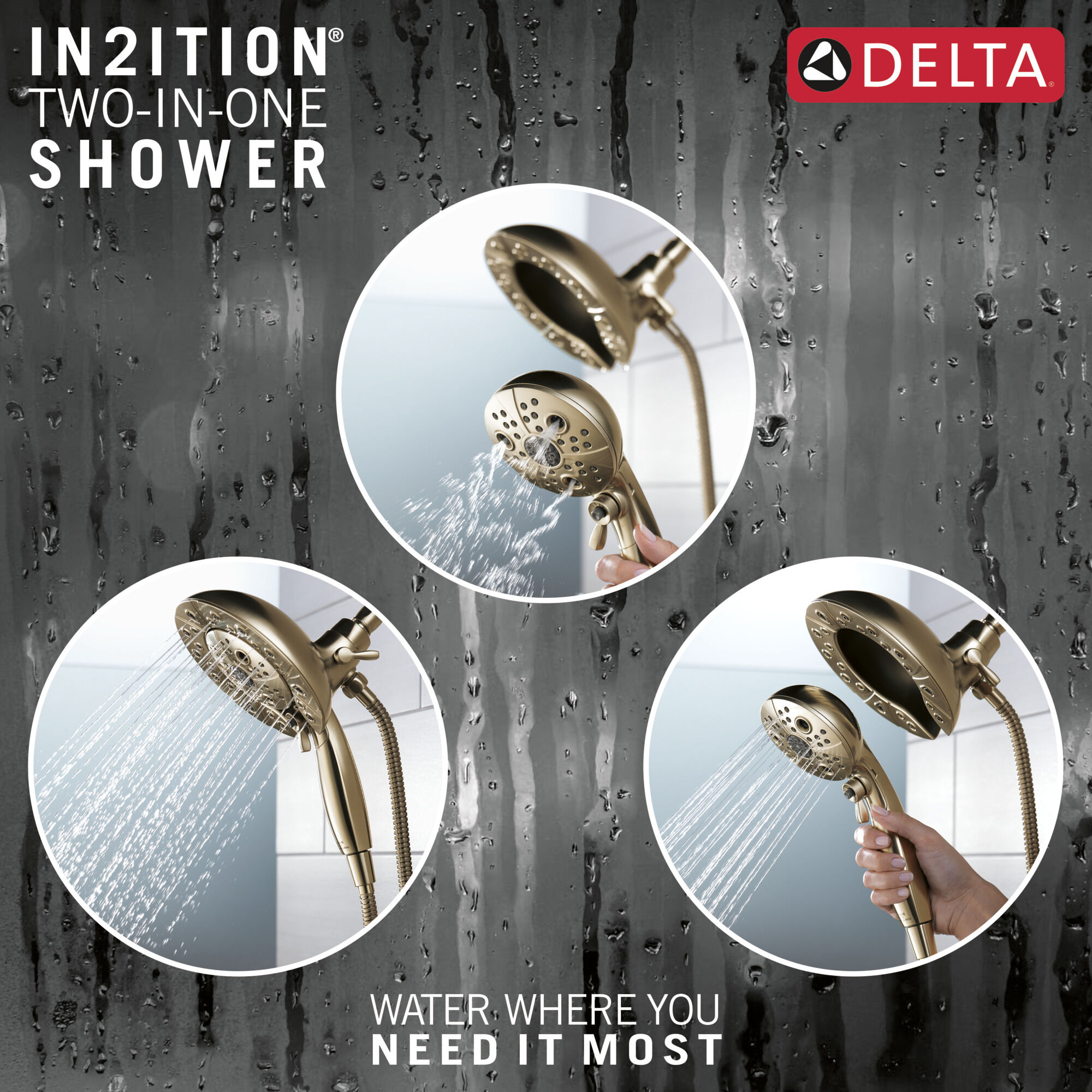 H2Okinetic® In2ition® 5-Setting Two-In-One Shower in Lumicoat