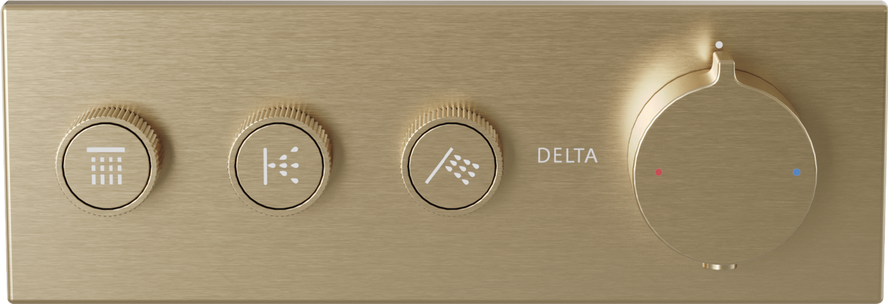 High Flow Push Button Themrostatic Trim 3 Outlet in Champagne