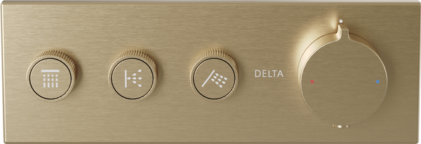 High Flow Push Button Themrostatic Trim 3 Outlet in Champagne