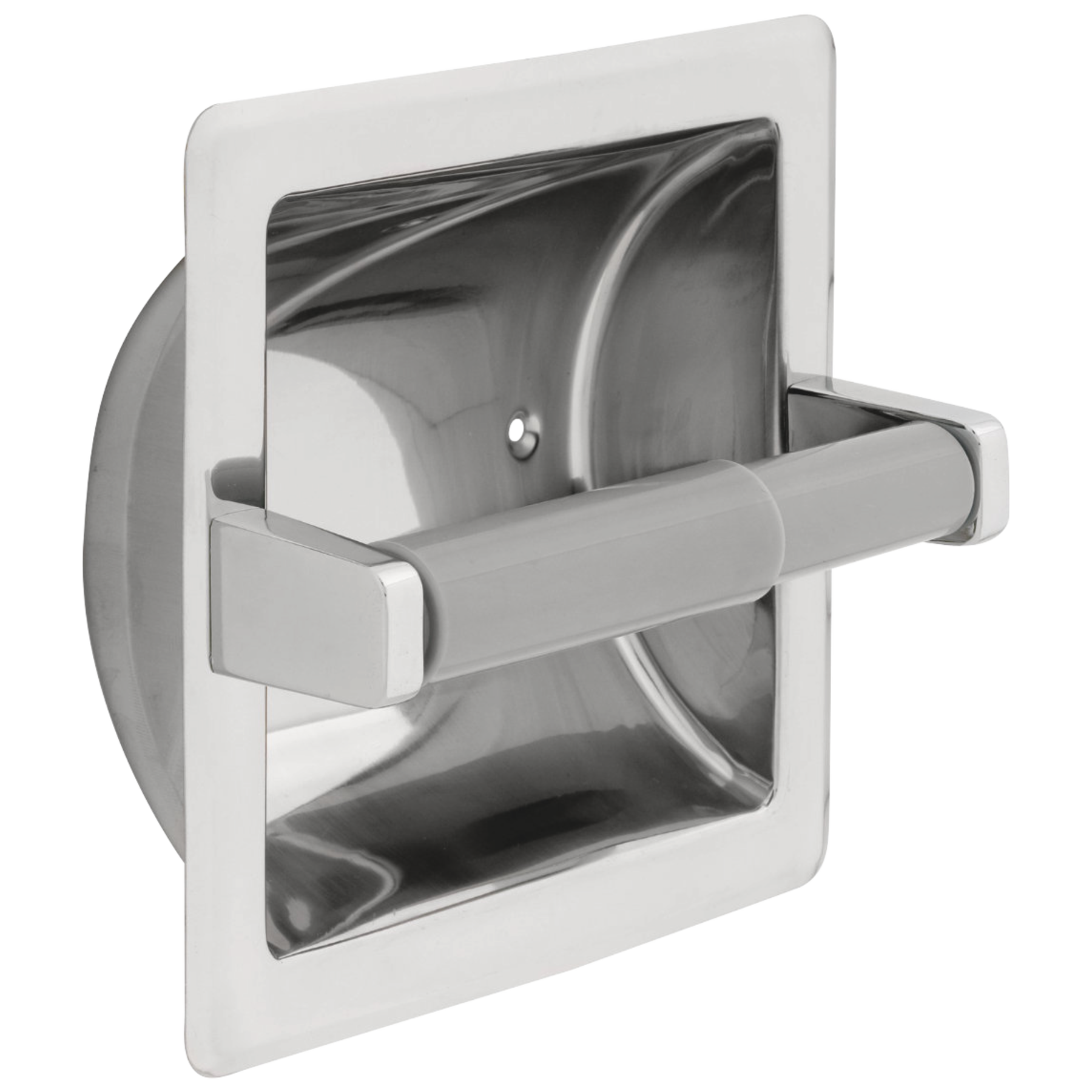 Recessed Toilet Tissue Holder with Plastic Roller in Chrome 45070