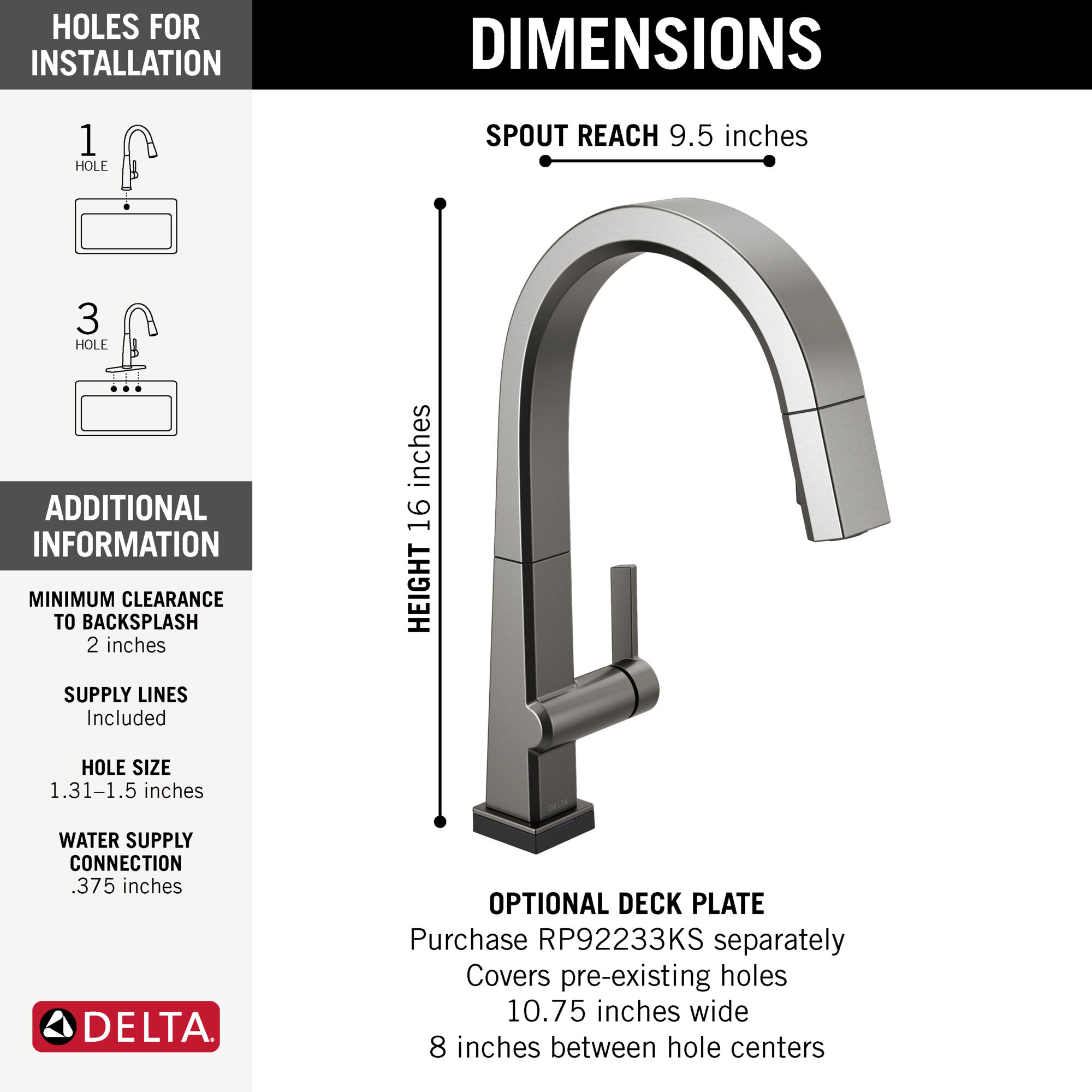 Single Handle Pull Down Kitchen Faucet with Touch2O® Technology