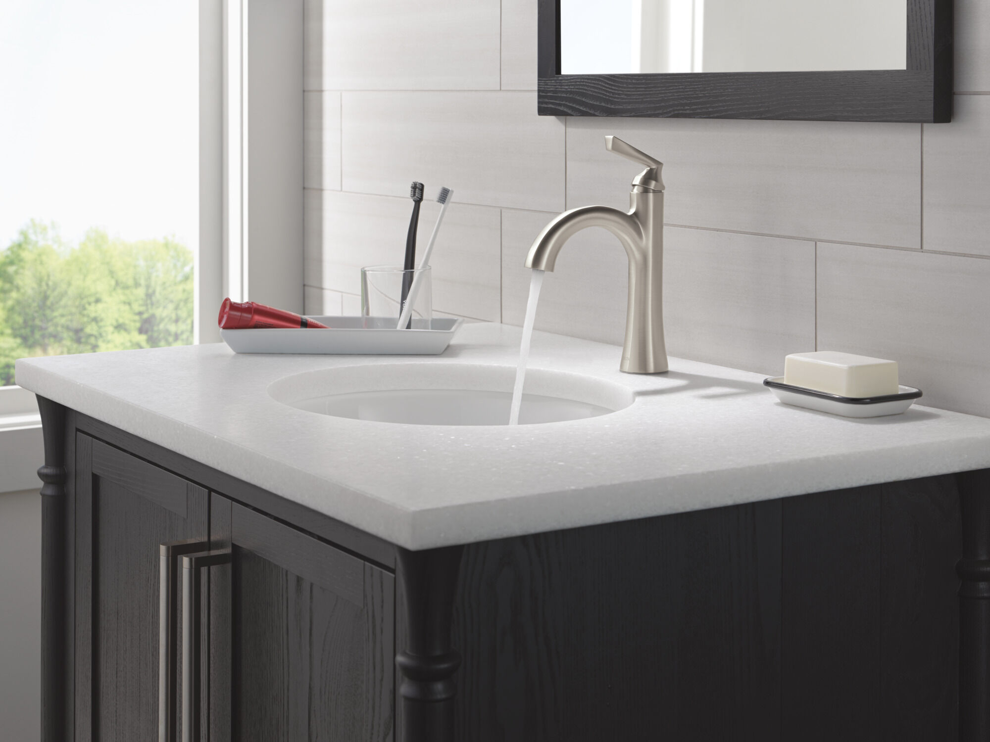 Single Handle Bathroom Faucet in Spotshield Brushed Nickel 15874LF