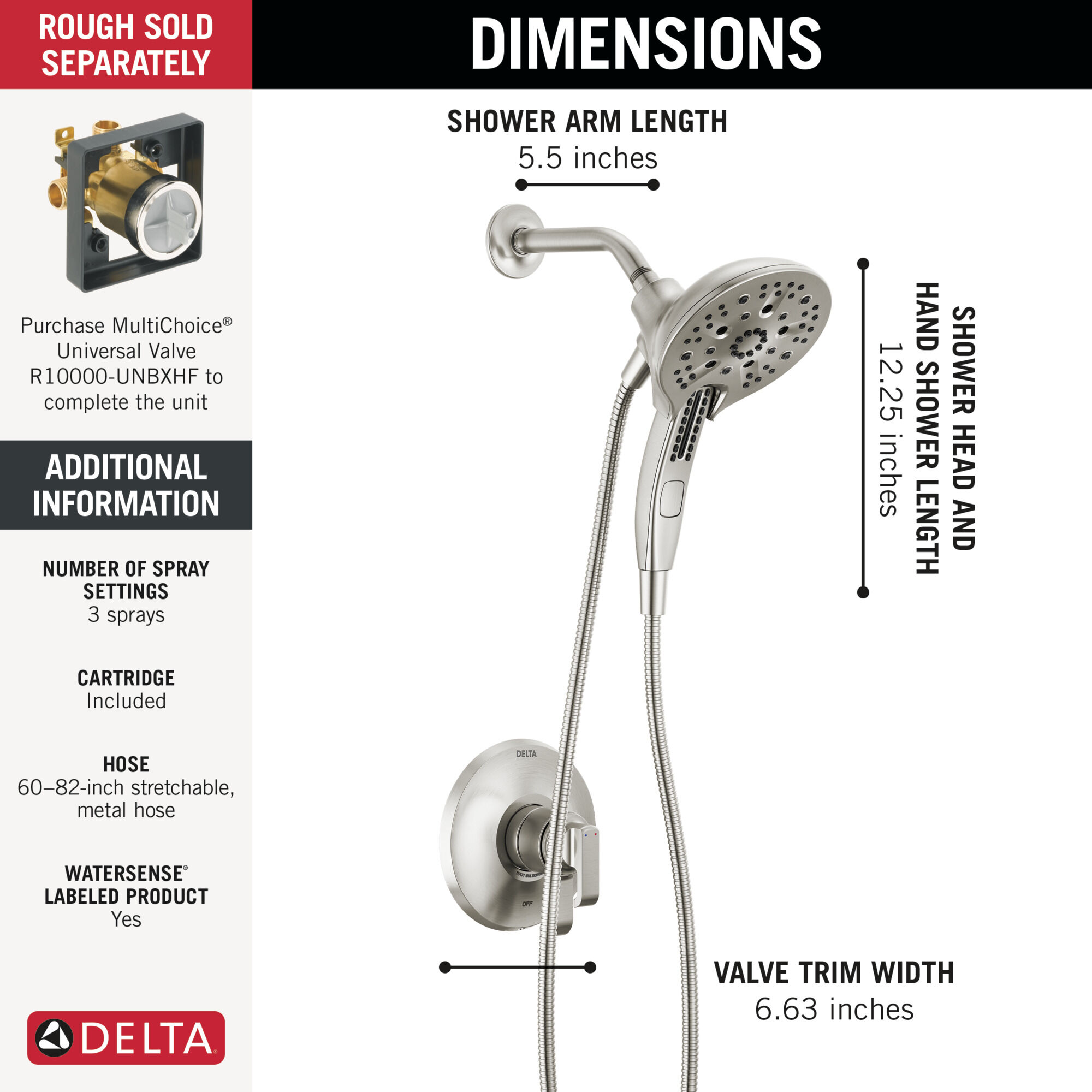 17 Series Shower Trim in Lumicoat® Stainless T17289-SS-PR | Delta